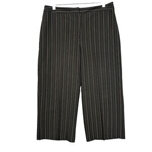 Chicos Pants Womens 2 12 Black Brown White‎ Pin Stripe Crop Stretch Career Work